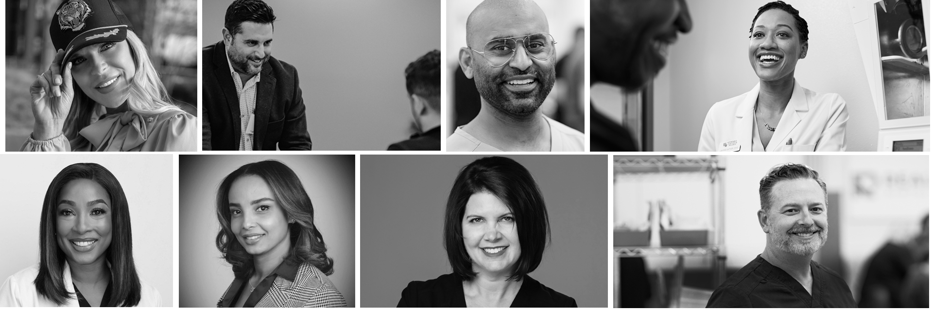 Tiled collage of diverse dental professionals.