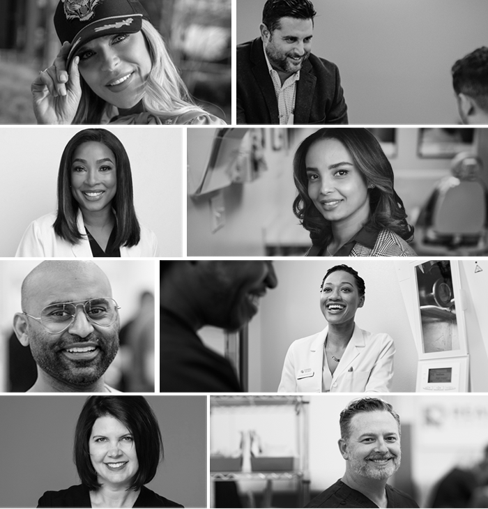 Tiled collage of diverse dental professionals.